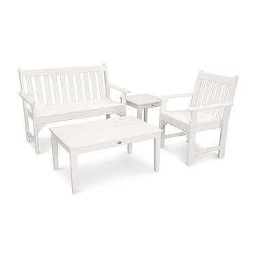 POLYWOOD Vineyard 4-Piece Bench Seating Set - White